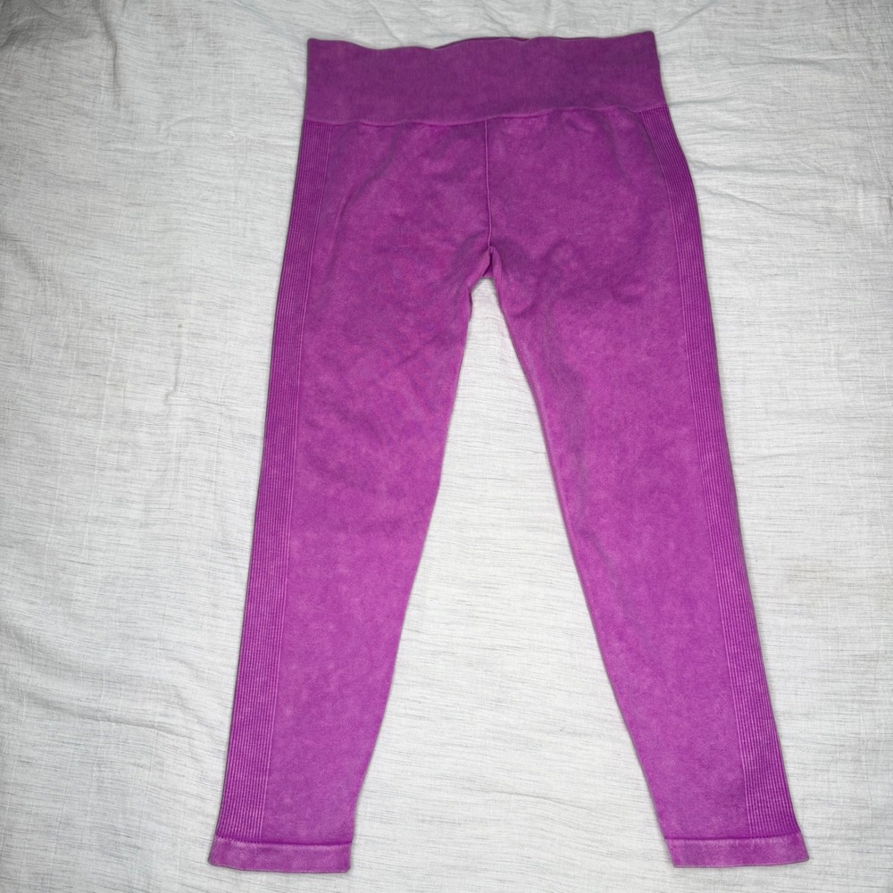 No Boundaries Womens XL (15/17) Purple Acid Wash Seamless Leggings Athletic Gym